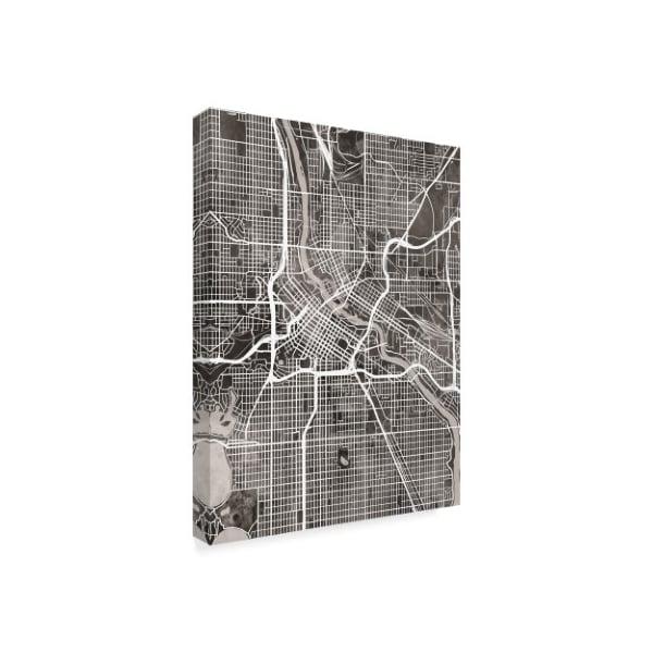 Michael Tompsett 'Minneapolis Minnesota City Map Black' Canvas Art,35x47